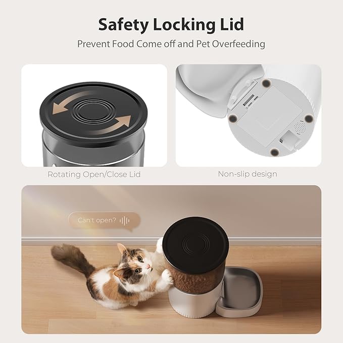 Automatic Cat Feeder, 3L Timed Pet Dry Food Dispenser with Clog-Free Design, Auto Feeder for Cats, 1-6 Meals Per Day,with Stainless Steel-Mewly Pet