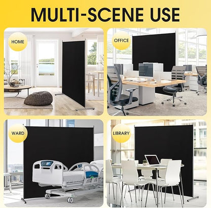 RANTILA Single Large Panel Room Divider, Privacy Screen for Office, Partition Separators, Freestanding Divider 71''W x 71''H, Black