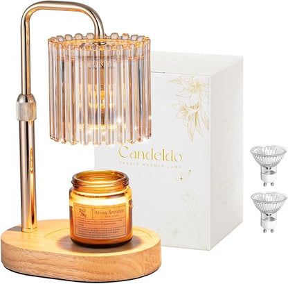 Candle Warmer Lamp with Timer: Gold Candle Warming Lamp Height Adjustable Wax Melt Warmer Dimmable Modern New Home Bedroom Decor Housewarming Gift for Women