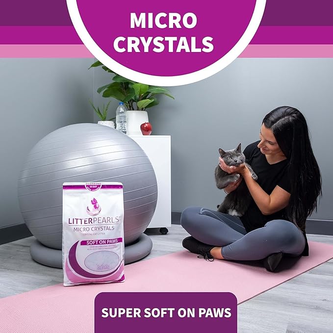 Litter Pearls Micro Crystals Unscented Non-Clumping Crystal Cat Litter with Odorbond, 10.5 Pounds-Mewly Pet