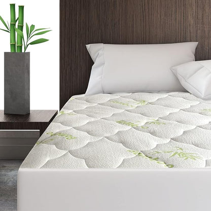 King Size Air Mattress Topper Cover, Thick Quilted Mattress Topper, Viscose Made from Bamboo Pillow Top King Mattress Pad with Deep Pocket Fits Up to 23 Inch Mattress