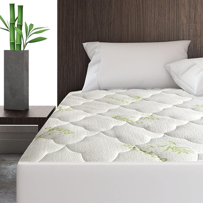Twin Mattress Cover Air Mattress Topper, Viscose Made from Bamboo Mattress Pad for Kids, Soft Breathable and Noiseless Pillow Top Mattress Fits up to 16 inch