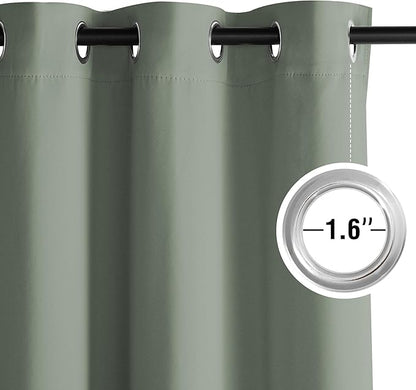 NICETOWN Sage Green Sound Blocking Drapes - Grommet Thermal Insulated Shades for Living Room, Yard, Bedroom, Office, Closet - Machine Washable, 2 Panels, W52 x L95