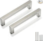 Cabinet Pulls Brushed Nickel Cabinet Handles Square Drawer Pulls, 2 Pack 5 Inch Stainless Steel Kitchen Door Cupboard Cabinet Handles, Cabinet Hardware Drawer Handles, 128mm Hole Centers
