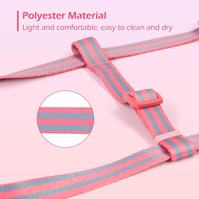 Stripe Step in Dog Harness for Small Dogs, Freedom Nylon Dog Halter Vests, Lightweight and Escape Proof Dog Harnesses, Quick Fits for Small Medium and Large Dogs, Pink XS-Mewly Pet