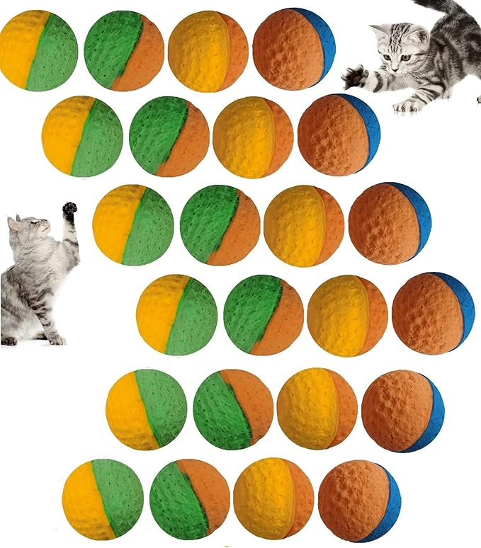YnFag 24 Pack Foam Soccer Balls Cat Toys for Indoor Cats Cat Balls (24Pcs Two-Color Golf)-Mewly Pet