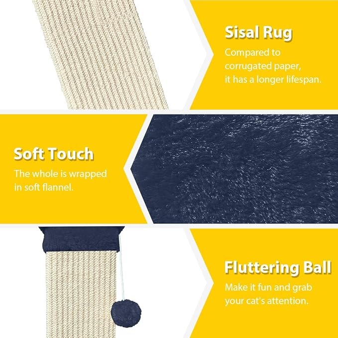 AGYM Cat Scratching Post, 32 Inch Cat Scratch Post for Cats and Kittens, Protect Your Furniture and Exercise Cats, Nature Sisal Modern Cat Scratcher for Indoor Cats, Blue-Mewly Pet