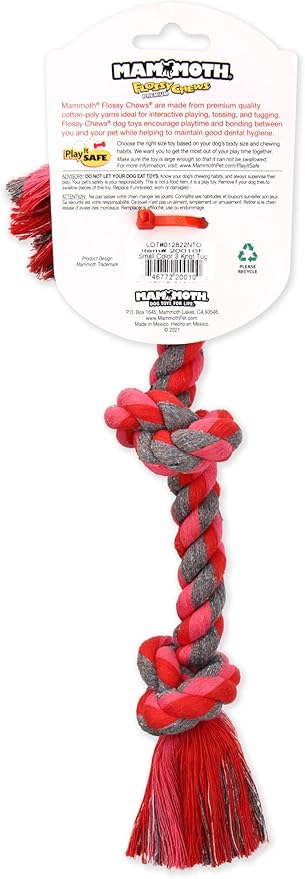 Mammoth Flossy Chews Color Rope Tug – Premium Cotton-Poly Tug Toy for Dogs – Interactive Rope– Dog Chew Toy, Assorted colors-Mewly Pet