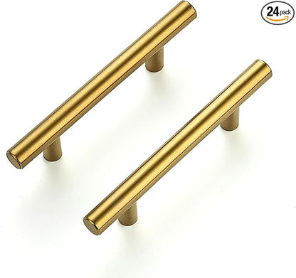 Ravinte 24 Pack 5 Inch Cabinet Pulls Brushed Brass Stainless Steel Kitchen Drawer Pulls Cabinet Handles 5”Length, 3” Hole Center