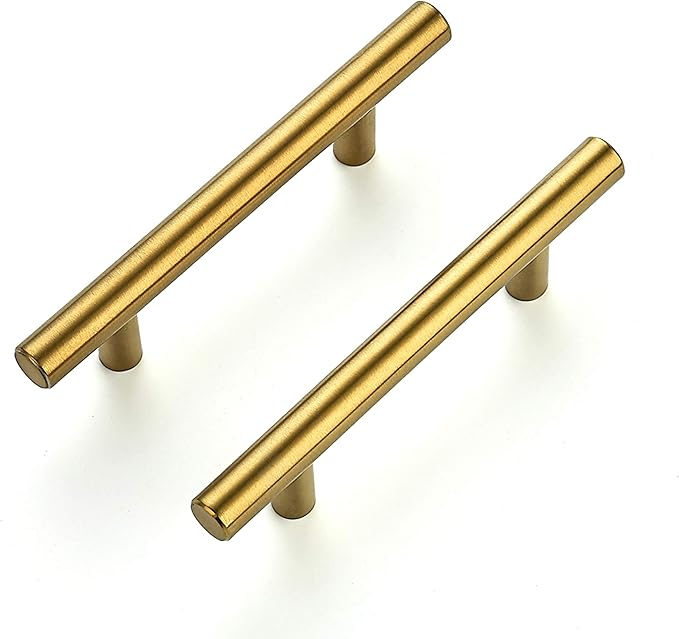 Ravinte 45 Pack 5 Inch Cabinet Pulls Brushed Brass Stainless Steel Kitchen Drawer Pulls Cabinet Handles 5”Length, 3” Hole Center