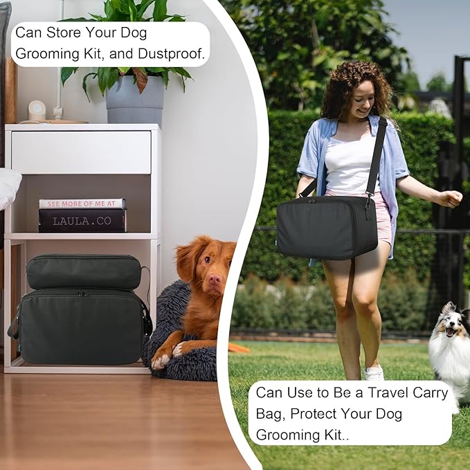 Beautyflier Pet Grooming Supplies Organizer, Protective Tote Bag Case for Pet Grooming Kit & Vacuum Suction Dogs Cats Hair, Travel Pouch Bag for Pet Dog Grooming Vacuum Kit, Bag Only (Black)-Mewly Pet