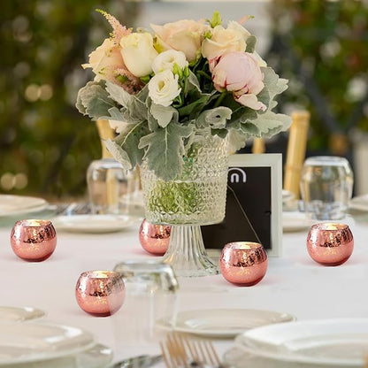 LAMORGIFT 36 Pcs Rose Gold Votive Candle Holders- Rose Gold Party Decorations for Wedding, Bridal Shower Decorations, Engagement, Sweet 16 Birthday Party Table Centerpieces, Mother's Day Decoration
