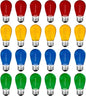 24Pack S14 Colored LED String Light Bulbs,1Watt Plastic Shatterproof Waterproof Outdoor Indoor Replacement Bulbs for Home Decor, E26 Medium Base, Multi-Color: Red/Green/Blue/Orange