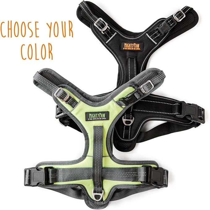 Mighty Paw Sport Harness 2.0 - Padded Canine Accessory - Adjustable Neck and Chest Straps - Enhanced Visibility with Reflective Stitching - Dog Padded Harness with Handle - Large - Green-Mewly Pet