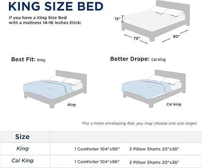 Bedsure California King Comforter Set - Storm Blue Soft Bedding for All Seasons, Cationic Dyed Bed Set, 3 Pieces, 1 California King Size Comforter (104"x96") and 2 Pillow Shams (20"x36"+2")