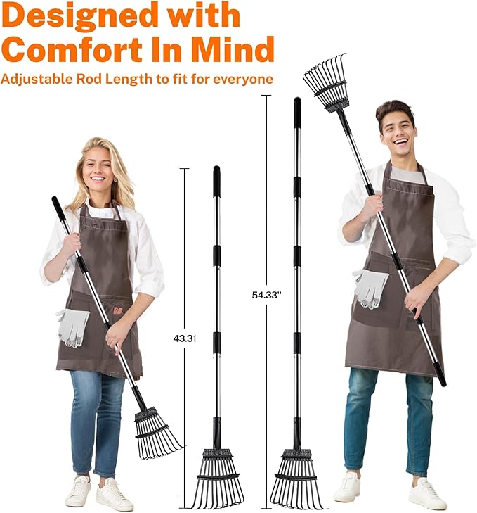 Toozey Dog Pooper Scooper, Extra Large Stainless Steel Tray Long 54" Handle, Easy Cleanup for All Dog Sizes, Includes 20 Bags-Mewly Pet