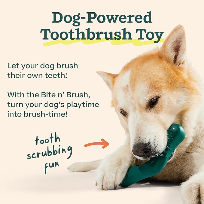 WOOF - Bite n' Brush Refills for The Dog Toothbrush Toy - Scrub Plaque and Tartar from Your Dog's Teeth and Mouth - Dog Dental Chew Toy Treats - Approximately 16 Refills - 2 Pack-Mewly Pet