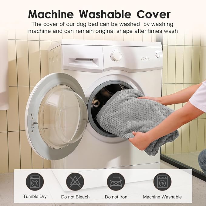 Orthopedic Dog Beds Large Sized Dog, 3 Inch Memory Foam Pet Bed for Medium and Large Dogs, Washable Removable Cover, Nonskid Bottom, Waterproof, 44x32 Inches XXL Light Grey-Mewly Pet