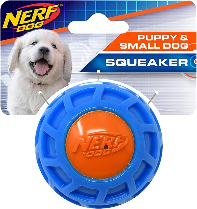 Nerf Dog 2.5in TPR EXO Squeak Ball - Blue/Orange-Mewly Pet