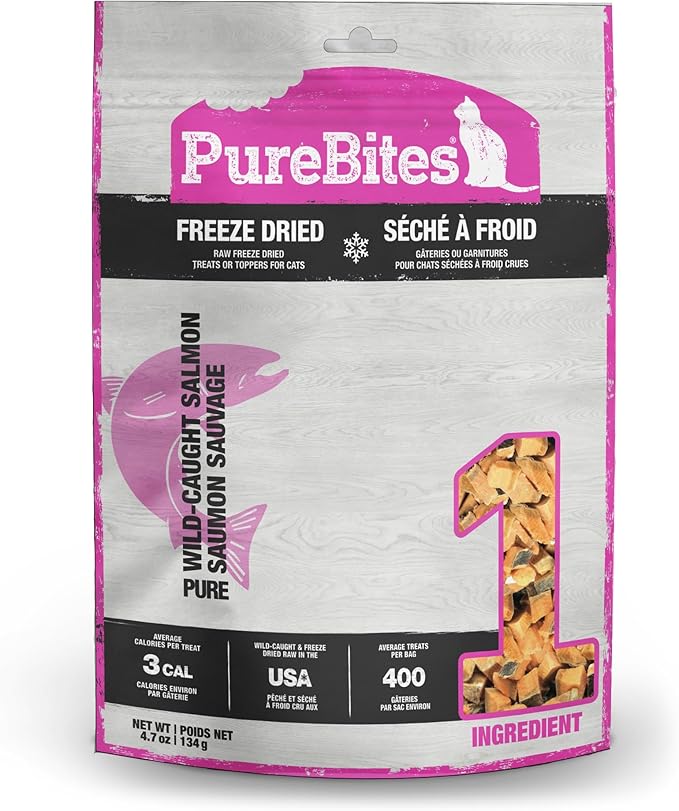 PureBites Freeze Dried Salmon Cat Treats, 4.7Oz | 134g - Jumbo Size-Mewly Pet