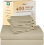 California Design Den 6 Piece Queen Sheet Set with 4 Pillowcases - Soft 400 Thread Count Sateen, 100% Cotton Sheets Queen Size Bed Set with Deep Pockets, Cool and Durable Bedding - Beige (Golden Tone)