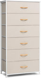 Crestlive Products Dresser for Bedroom with 6 Drawers, Tall Chest of Drawers, Fabric Dressers Bedroom Furniture, Storage Organizer Unit with Bins for Closet, Hallway, Living Room, Entryway(Beige)