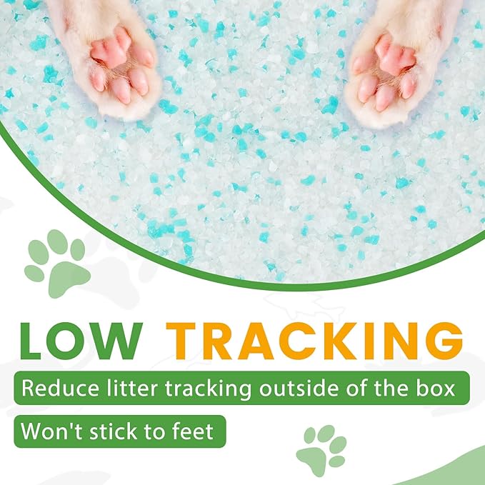 NEWORD Crystals Cat Litter Silica Gel, 14LB Bag, Superior Odor Control, Non Clumping Cat Litter, Lightweight Cleaning Crystals for Home Kitty Litter Boxes Cats Pets, Aloe Vera Fragrance-Mewly Pet