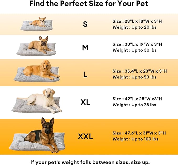 FUNNY FUZZY Dog Bed Crate Pad Mat, Washable Reversible Pet Floor Mats,Fluffy Kennel Pad for Large Sized Dog,Indoor Cats,Sleeping Mattress, 35.4" × 22.8", Light Grey-Mewly Pet