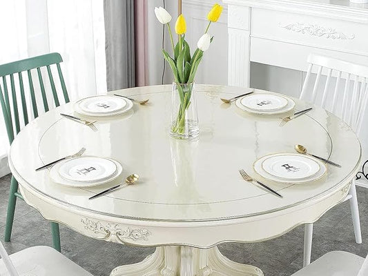 Deep Dream 1.5mm Thick 64 Inches Clear Round Table Protector, Round Table Cover, Tablecloth Protector, Table Protector for Dining Room Table & Office