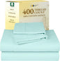 California Design Den 400 Thread Count Natural 100% Cotton Sheets, King Bed Sheets Set with Deep Pockets, Sateen, Durable & Breathable Bedding - Seafoam