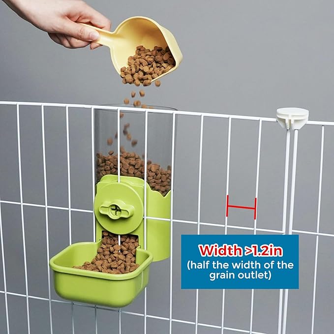 VANNON Small Animal Hanging Automatic Food Dispenser, 35oz Gravity Pet Feeder for Cage, Food Bowl for Rabbit Puppy Cat Ferret Guinea Pig Chinchilla Parrot (Green)-Mewly Pet
