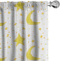 Ambesonne Yellow and White Curtains, Sleeping Crescent Moon and Stars Pattern Night Time Cartoon Illustration, Window Treatments 2 Panel Set for Living Room Bedroom, Pair of - 28" x 63", Pale Yellow