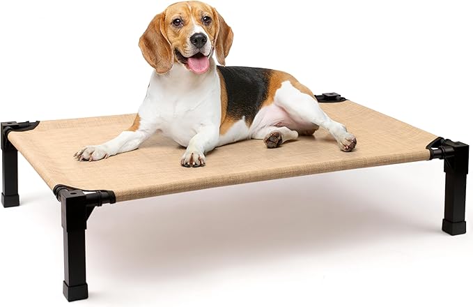 Heeyoo Elevated Dog Bed, Cooling Raised Pet Cot with Chew Proof Washable Breathable Mesh and Metal Frame, Portable Dog Cot Bed with No-Slip Feet for Outdoor or Indoor Use-Mewly Pet