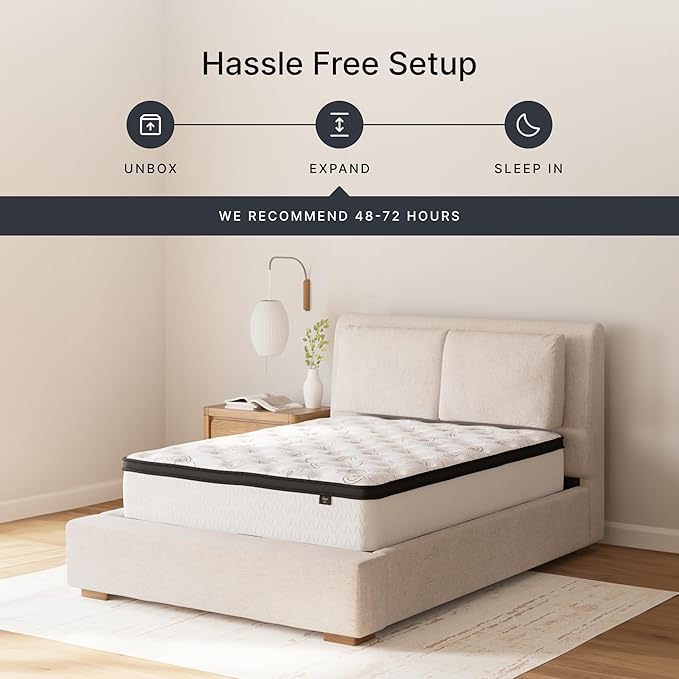 Ashley Chime Queen Mattress Hybrid 12 Inch Firm Memory Foam for Pressure Relief, Mattress In a Box with Cooling Gel, Fiberglass Free