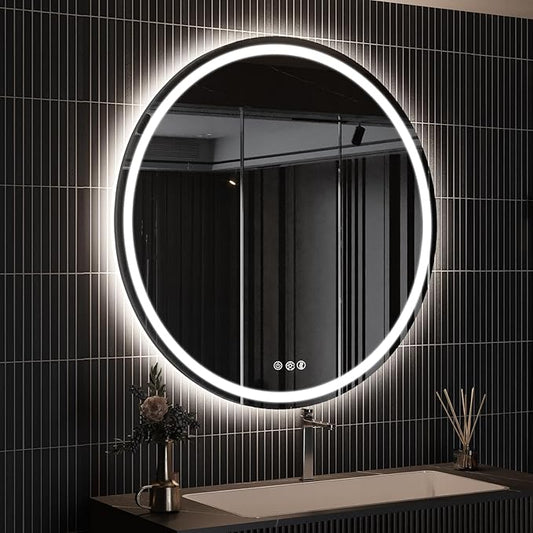 ROOMTEC 24 Inches LED Bathroom Mirror with Front and Backlit,Anti-Fog,3 Colors and Dimmable Light(ETL/UL Certification)