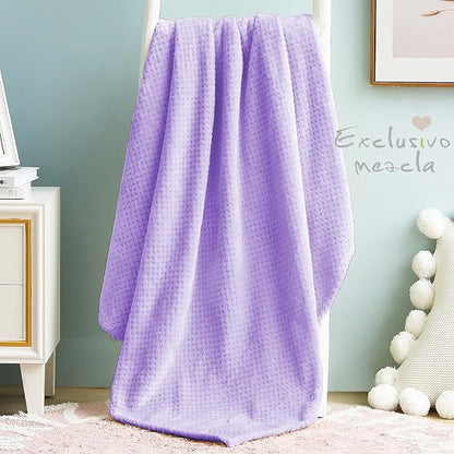 Exclusivo Mezcla Fleece Throw Blanket, Super Soft and Warm Blankets for Couch, Sofa and Bed Waffle Textured, Cozy, Fuzzy and Lightweight (Lilac Purple, 40x50 Inches)