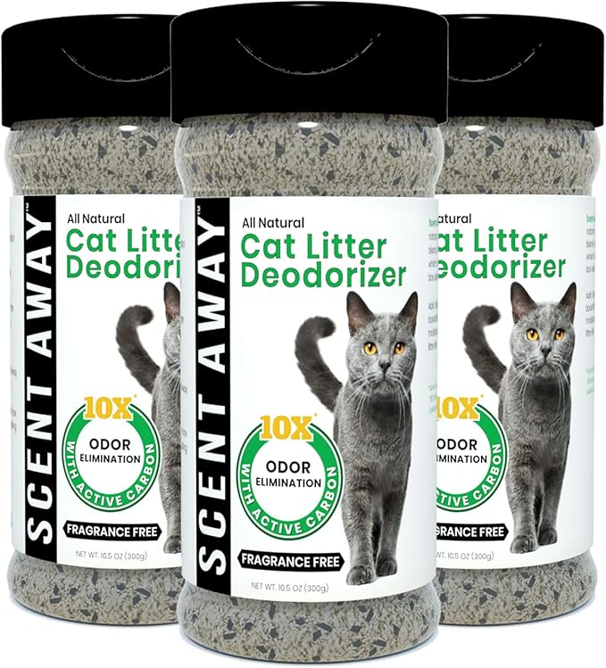 Cat Litter Deodorizer | Litter Box Odor Eliminator | Fragrance-Free with Active Carbon | Eliminates Cat Odors and Smells to Keep Your Home Fresh and Clean (Pack of 3)-Mewly Pet