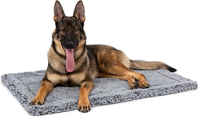 Stoutwool Indestructible Dog Bed - Fluffy Chew Proof Dog Crate Pad - Tough Kennel Pad for Aggressive Chewers - Ideal for Extra Large Breeds & Fits 48-Inch Crate - 47"x29", Charcoal-Mewly Pet