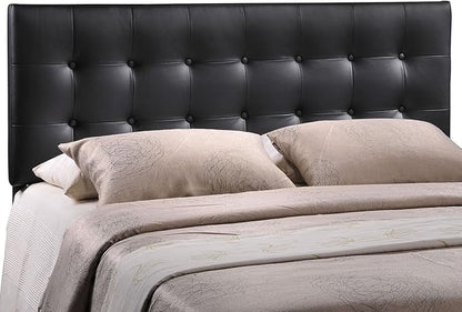 Modway Emily Tufted Button Faux Leather Upholstered Queen Headboard in Black