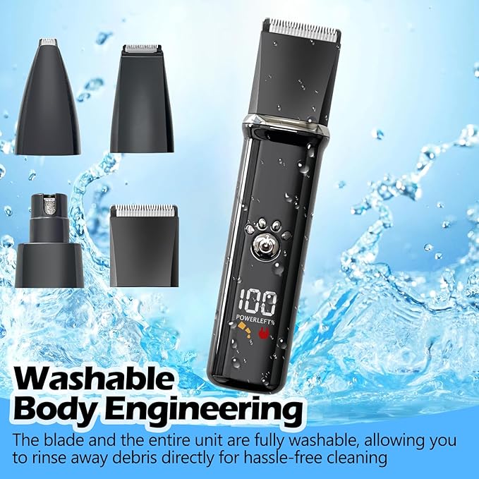 Dog Clippers Grooming Kit - Low Noise, Cordless Electric Trimmer with Nail Grinder for Dogs & Cats, 4 in 1 Rechargeable Clippers for Paws, Ears, Face and Matted Hair (Black)-Mewly Pet