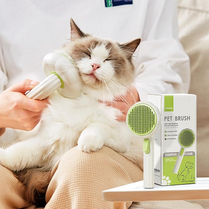 Cat Brush Dog Brush with Release Button for Shedding, Self Cleaning Cat Comb Hair Brush for Indoor Cats, Dog Deshedding Brush Grooming Kit, Pet Supplies Hair Remover Tool-Mewly Pet