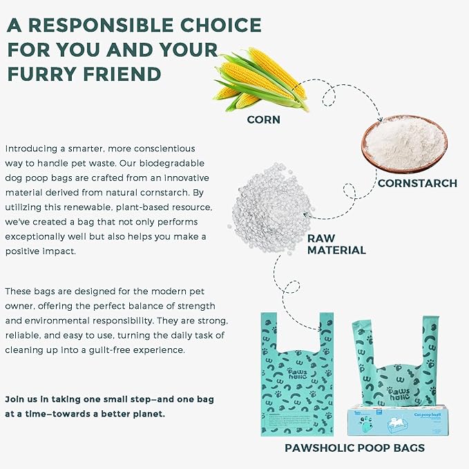 Poop Bags for Dog and Cat - Biodegradable 100% Leak-Proof Pet Waste Bags with Handle, 360 Count, Cornstarch Based Extra Thick, for Dog Poop and Cat Litter Disposal (Unscented)-Mewly Pet