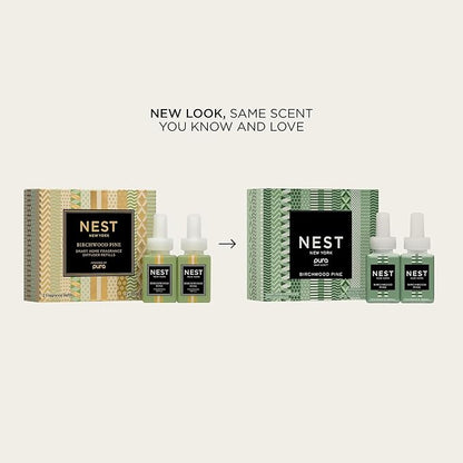 NEST New York Smart Home Fragrance Diffuser Refill Smart Vials, Birchwood Pine - Set of 2 - Designed for NEST x Pura 3 and NEST x Pura 4 Diffusers - Cruelty Free, Vegan