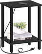 TUTOTAK End Table with Charging Station, Side Table with USB Ports and Outlets, Nightstand, 2-Tier Storage Shelf, Sofa Table for Small Space TB01BK040