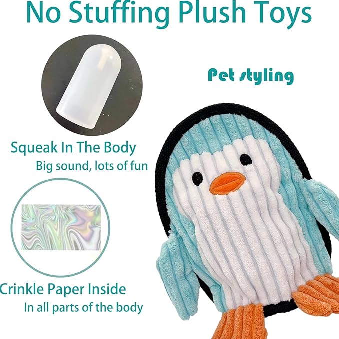 Squeaky Dog Toys 3 Pack, Soft and Tough Dog Plushes, No Stuffed Toy Sets, Durable Pet Chew Toys for Small, Medium and Large Dogs Interact and Reduce Boredom-Mewly Pet