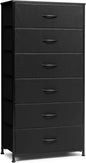 Crestlive Products Dresser for Bedroom with 6 Drawers, Tall Chest of Drawers, Black Dressers Bedroom Furniture, Storage Organizer Unit with Bins for Closet, Hallway, Living Room, Entryway