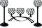 Crystal Tealight Candle Holder Centerpiece Home Decorative Candlestick Holder Elegant Table Centerpiece Home Decor Wedding Party Anniversary (Black, Set of 3)