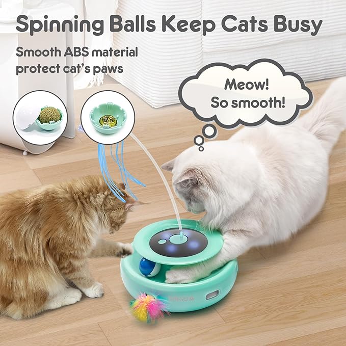 ORSDA Cat Toy, 3-in-1 Automatic Interactive Electronic Moving Ambush Feather, Fluttering Butterfly, Track Balls, USB Rechargeable Powered Smart Indoor Exercise Kicker-Mewly Pet