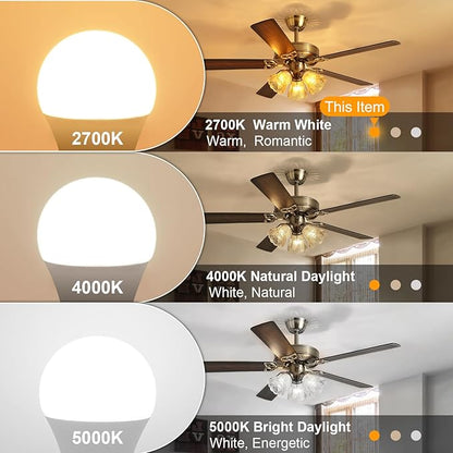 hansang E26 Appliance Light Bulb, 2700K Warm White, 60 Watt Equivalent Small Light Bulb, E26 LED Bulb for Ceiling Fan, A15 Light Bulb, 600lm 120V, CRI85+, Eye Protection, 120V, Non-Dimmable 6 Pack