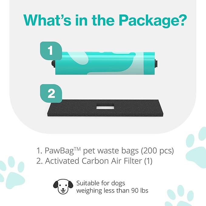 PawPail Dog Poop Bags with Activated Carbon Filter - Standard Roll | 1 Roll of 200 Pet Waste Bags-Mewly Pet